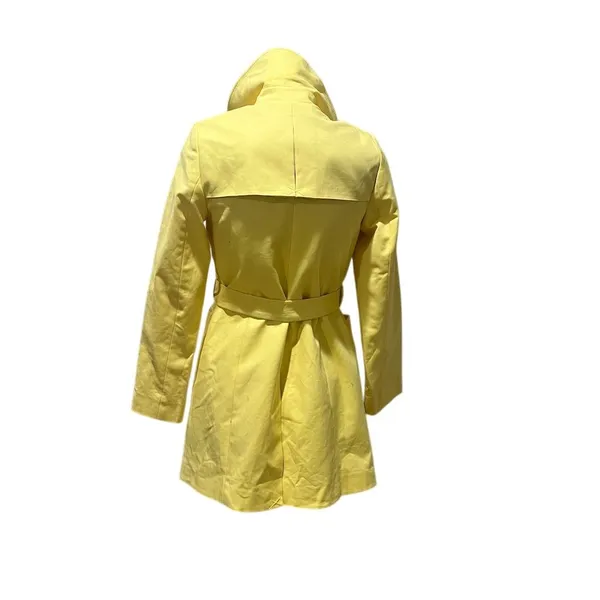 The Limited Women's XS Yellow Trench Coat Belted Hooded Long Jacket - Image 4
