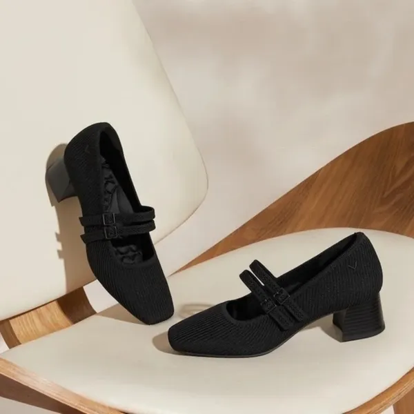 VIVAIA Mary Jane Knit Heels Black Eco Friendly Comfort Work Shoe 41.5 US 10 - Image 11