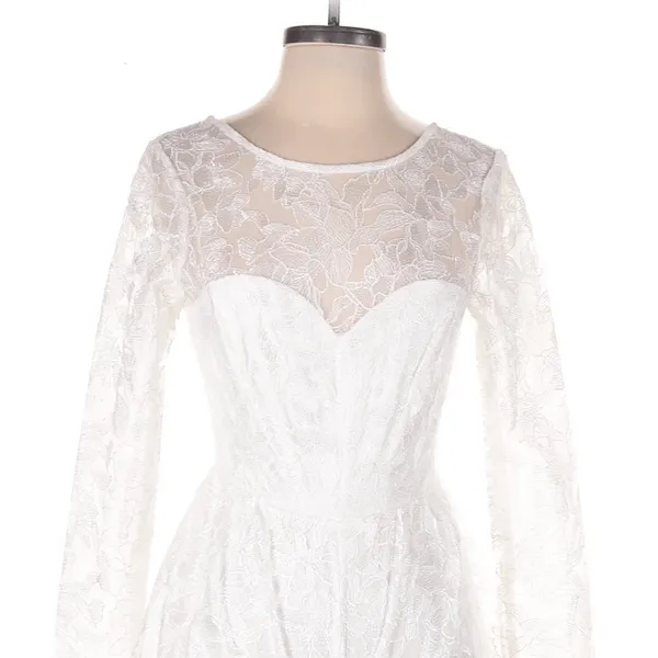 Lulus White Lace Romper Long Sleeve V-Back Size S Bridal Coquette Fairycore - Image 2
