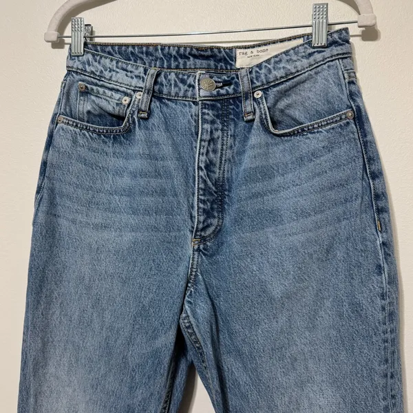 Rag & Bone Alex High Rise Straight Fit Size 27 Raw Hem Cotton Button Fly - Image 4