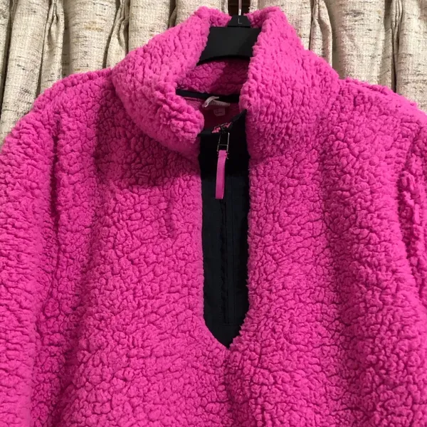 Lane Bryant Livi Active Hot Pink Sherpa Quarter Zip Pullover - Image 2