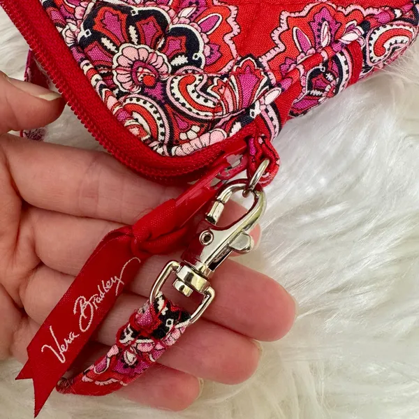 VTG Vera Bradley Red Wristlet Phone Case Wallet 7” Zip FRANKLY SCARLET - Image 5