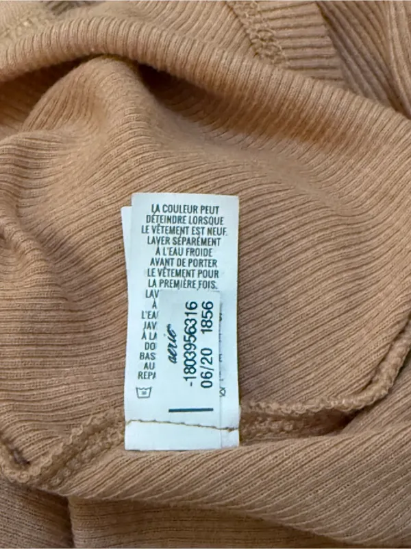 Aerie XXL camel tan Ribbed Long Sleeve Henley Top Snap Button Casual Basic - Image 9