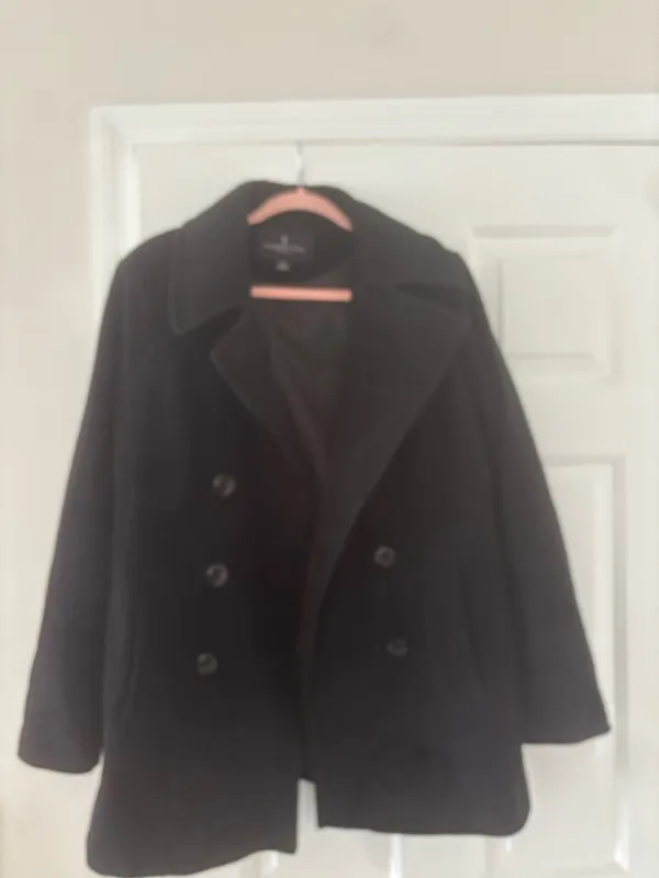 London Fog Black Double Breasted Peacoat Women’s Size L - Image 6
