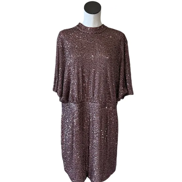 Nwot Mng Mango All Over Sequence Gold Tie Back Party Wear Dress Sz-16 - Image 11