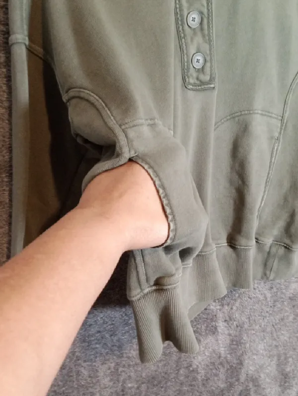 Aerie Oversized Faded Pullover Sweatshirt Trail Lounge Athleisure Olive Womens - Image 6