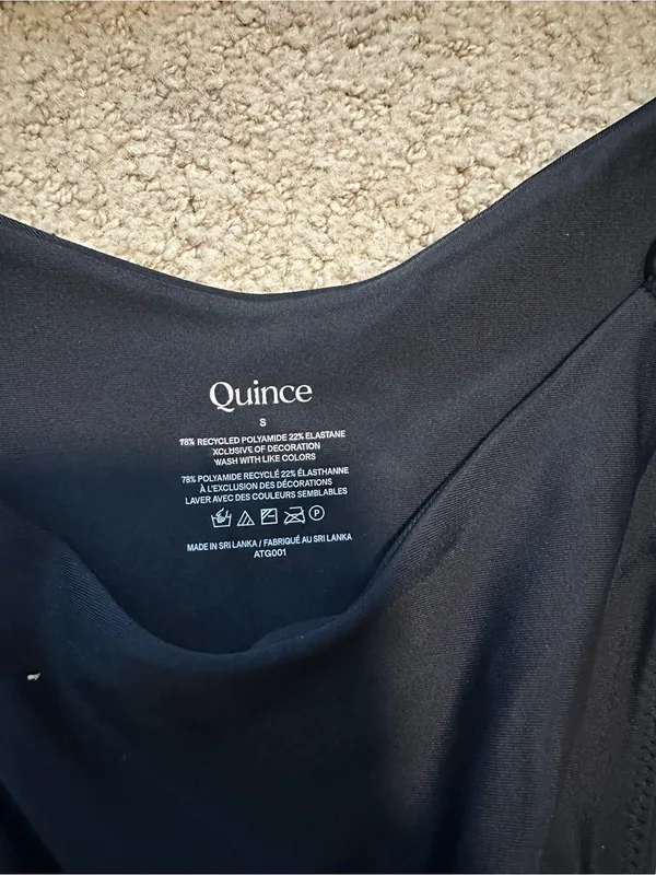 NWT Quince V Neck High Leg Ring bikini set black small - Image 3