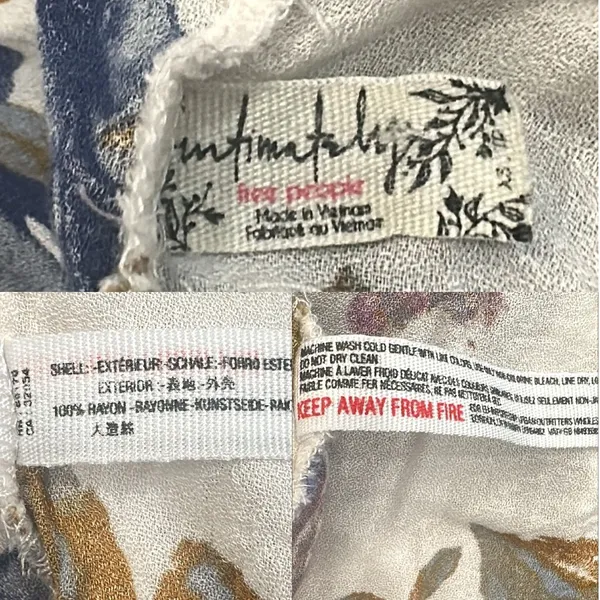 Free People‎ Alyson Floral Slip Dress Blue White Boho Mini Handkerchief Hem XS - Image 10