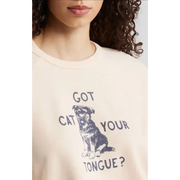 MOTHER The Biggie Concert Graphic Sweatshirt in Cat Got Your Tongue Size Small - Image 3