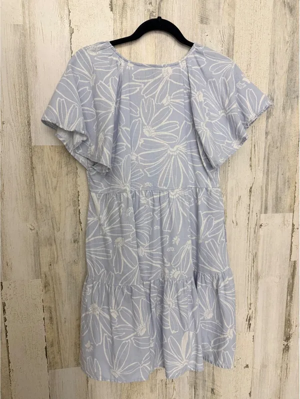 Universal Thread Womens XS Blue Floral Linen Blend Tiered Mini Dress Cottagecore - Image 8