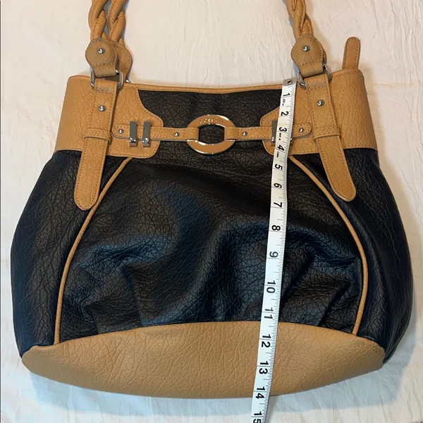 Rosetti Black and Tan Shoulder Bag with‎ Braided Handle - Image 11