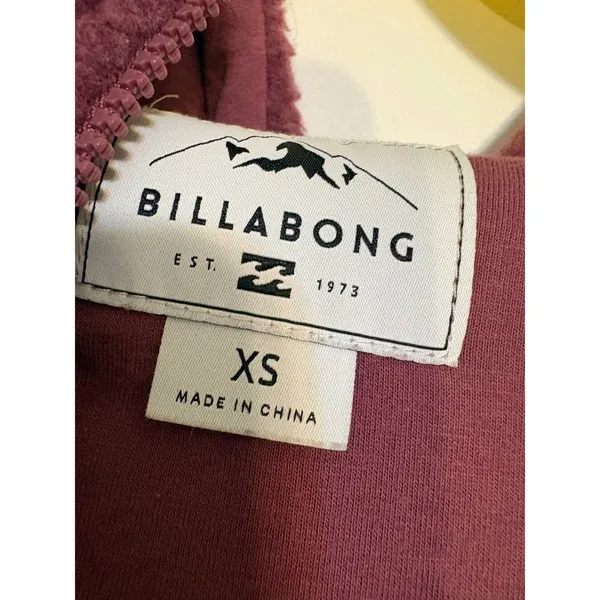 Billabong Maroon Blossom Sherpa Snow Hoodie Sweatshirt Size XS Fleece Zip‎ Hood - Image 5