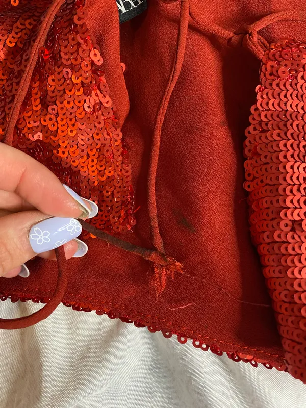 zara sequin red top  - Image 6