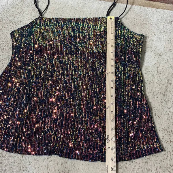 VICI Iridescent Sequin Cami Top Womens Small Multi Color Party Disco SMT2011 - Image 2