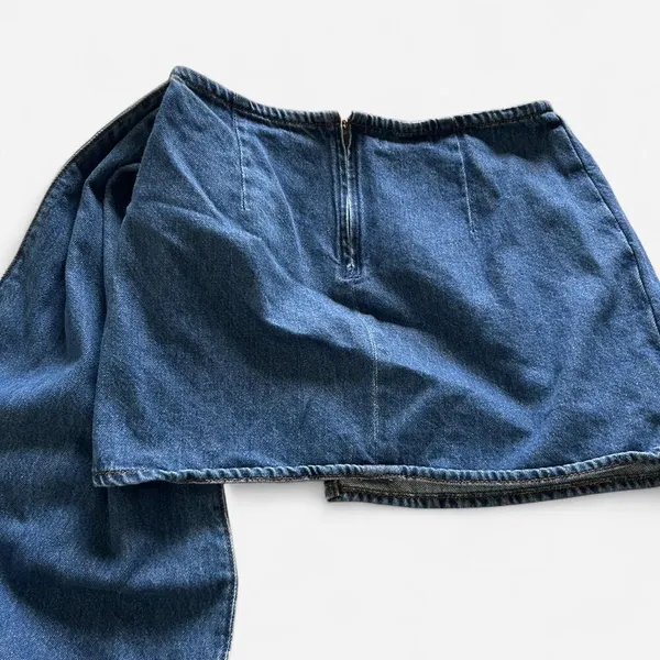 Gianni Bini Rein Rosette Dark Wash Denim Micro Mini Skirt Y2K Piece (Sz 26) - Image 5