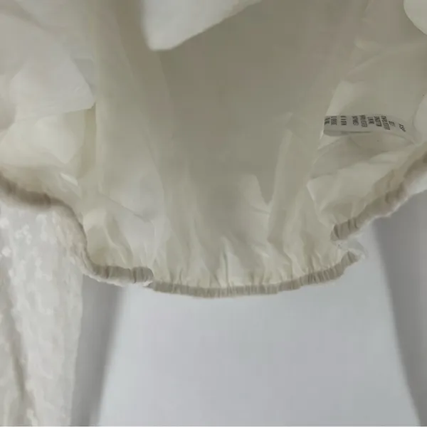 Heatherly Cottage Eyelet Crop Top Balloon‎ Sleeve Peasant Embroidered Size XSP - Image 6