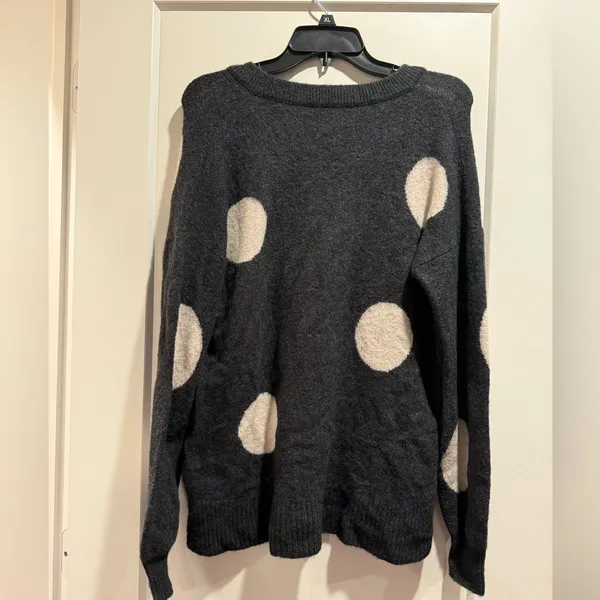 Madewell Polka Dot Wool Alpaca Blend V-Neck Sweater Size‎ M - Image 4