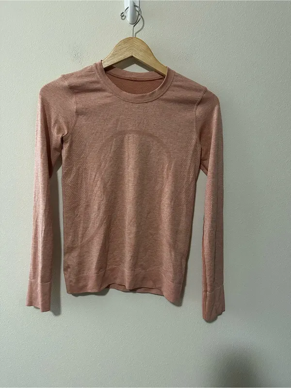 Lululemon Swiftly Relaxed Long Sleeve Shirt Pink Savannah White W3FUQS size 4 - Image 5