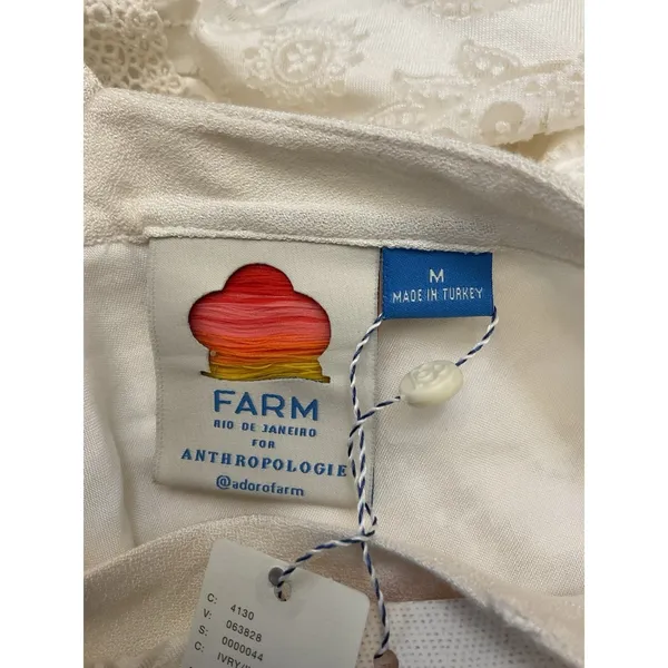 Farm Rio for Anthropologie OffWhite Lace‎ Devore Midi Dress M - Image 8