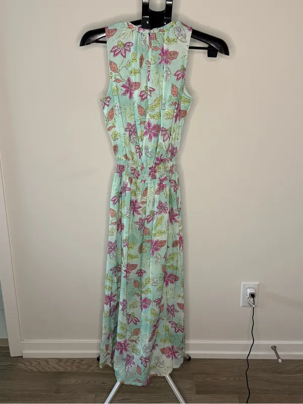Hatley Floral Aqua Maxi Dress XS | Sleeveless Lined Modal Summer Dress - Image 4