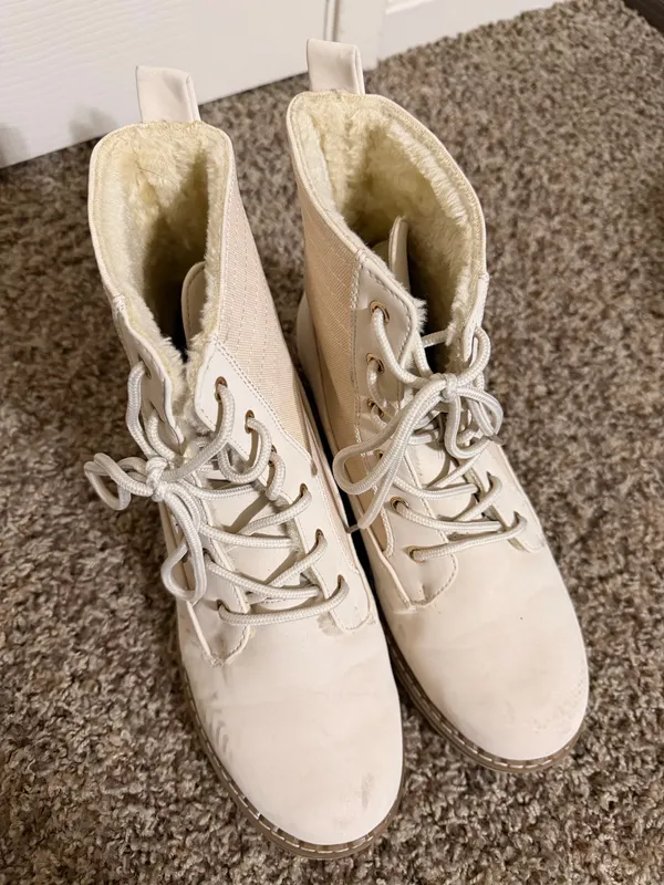 Beige lace up boots White Size 8.5 - Image 2