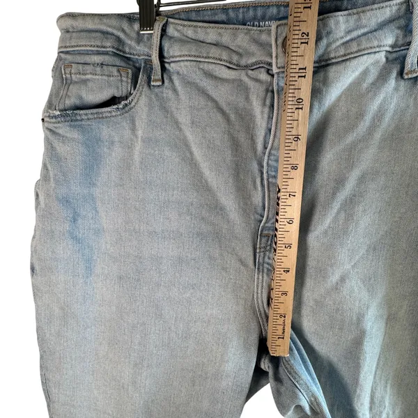 Old Navy Higher High-Rise Flare Jeans Light‎ Wash Raw Hem Cotton Stretch 18 Y2K - Image 7