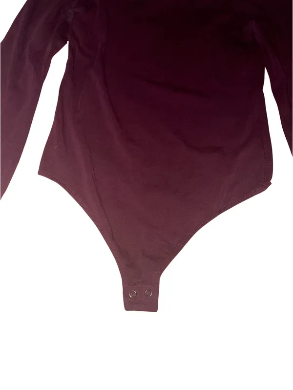 Express Off-The-Shoulder Burgundy Lace Bell Sleeve Bodysuit - Image 2
