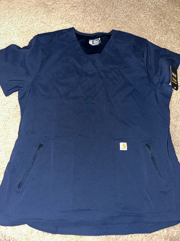 Carhartt Navy Blue Medical Scrub Top - Image 2