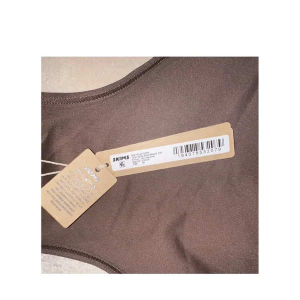 Skims Swim Racerback Bikini Top Womens Sz 2X Brown Nylon Stretch High Neck Swim - Image 4