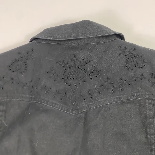 Lauren Ralph Lauren Jacket‎ Womens XL Black Linen Blend Embroidered Western Snap - Image 9