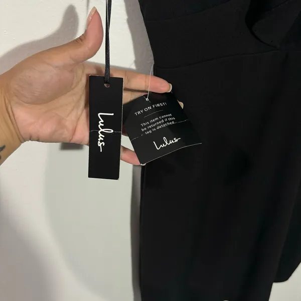 NWT Lulus Black Double V-Neck Little Black‎ Dress XL Minimalist Sleek Date Night - Image 9