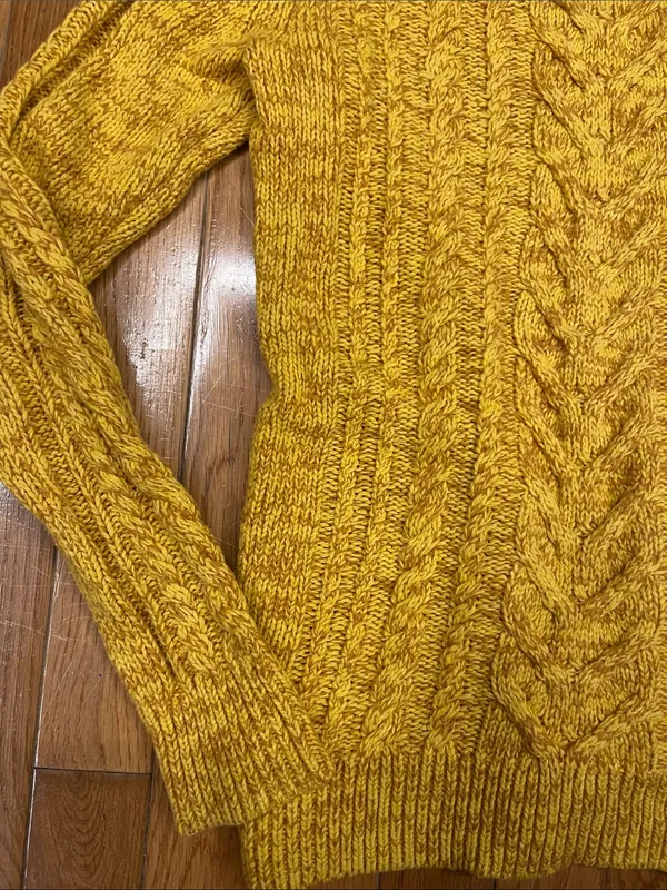 Old Navy Bright Yellow Marled Cable Crewneck Sweater - Image 2