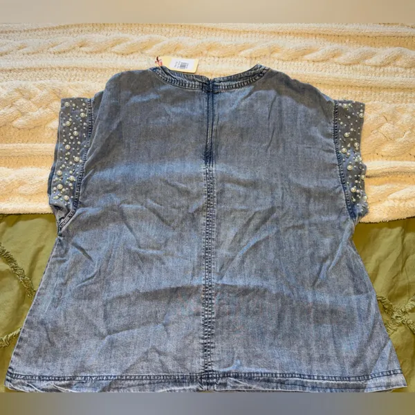 Be Bold Denim Embellished Blouse - Image 4