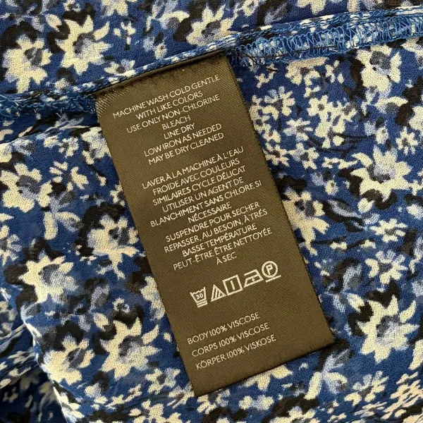 Anthropologie MAEVE Square Neck Sheer Babydoll Top Blue White Floral Large‎ - Image 12