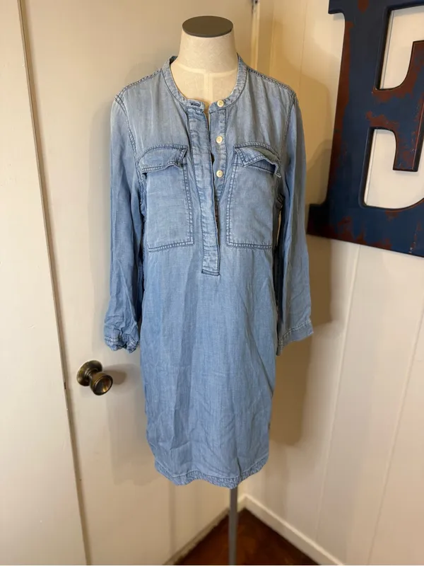 J Crew chambray Light Wash Denim Shirt Dress Sz M - Image 2
