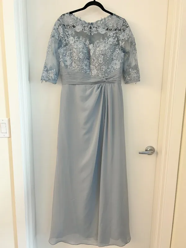 Make You Pretty More Lace A-Line Wedding Formal Gown in Light Blue Size 12 NWT - Image 3