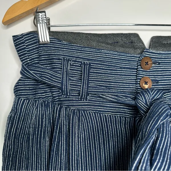 Free People Rumors Yarn Dye Blue Striped Harem Pants Size 6 - Image 8