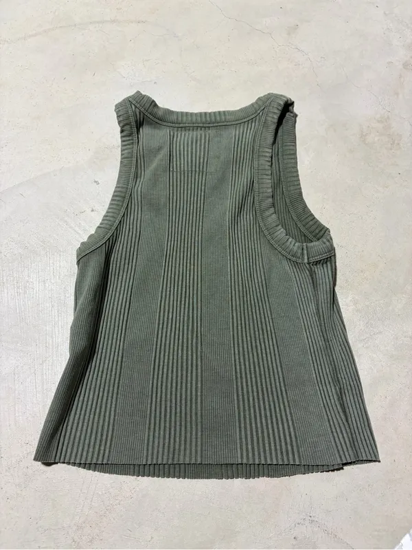 Aerie Ribbed Knit Tank Top Olive Green medium - Image 4