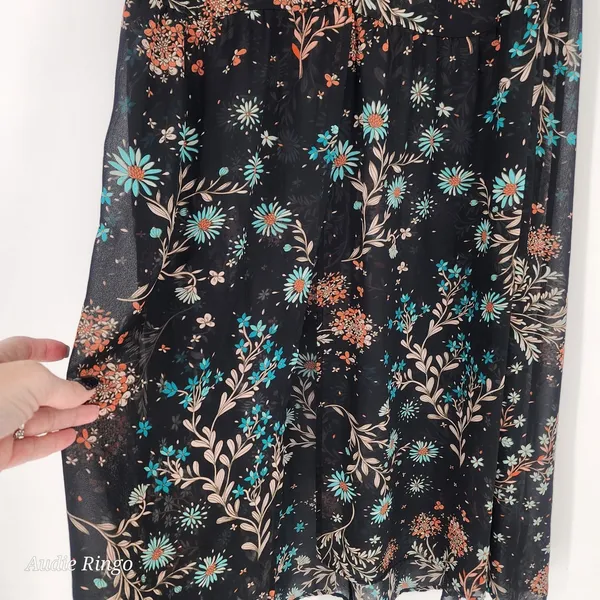 Boutique+ Floral High-Low Duster Kimono Black Women’s Size 1X - Image 7