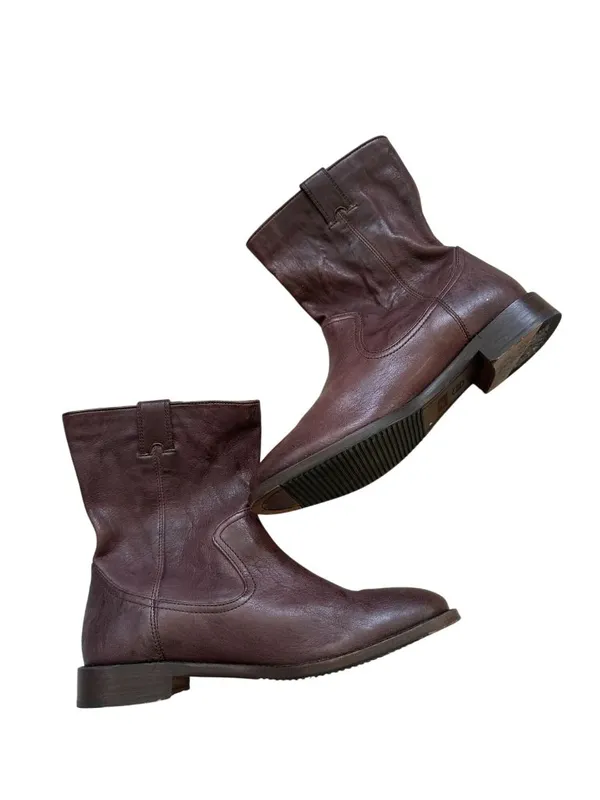 JOHNSTON & MURPHY Brown Leather Flat Ankle Boots Size 7 - Image 7