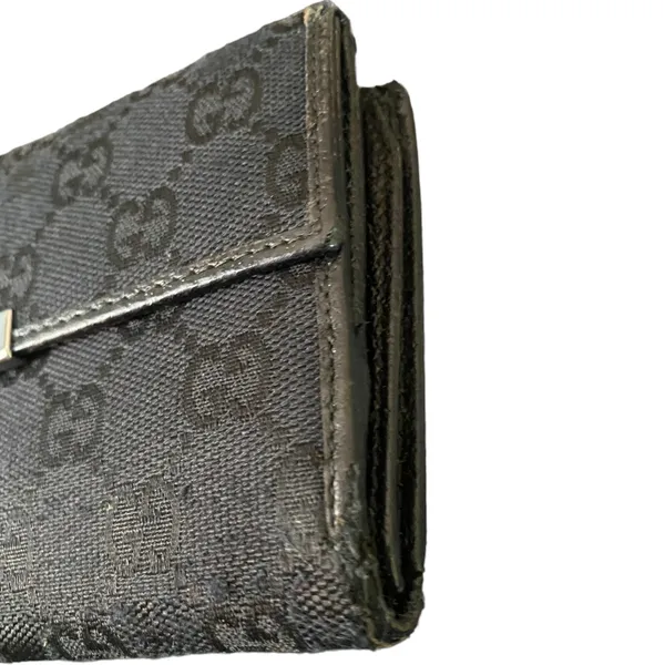 Gucci Black Authentic Monogram Canvas GG Snap Bifold Wallet - Image 5