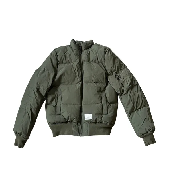 Alpha Industries MA-1 Quilted Bomber Jacket Olive Green Puffer - Image 2