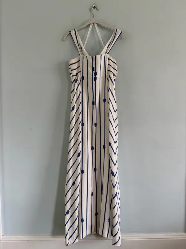 NWT‎ Antonio Melani Nicki Linen Blend Rope Print Halter Nautical Maxi Dress - Image 5
