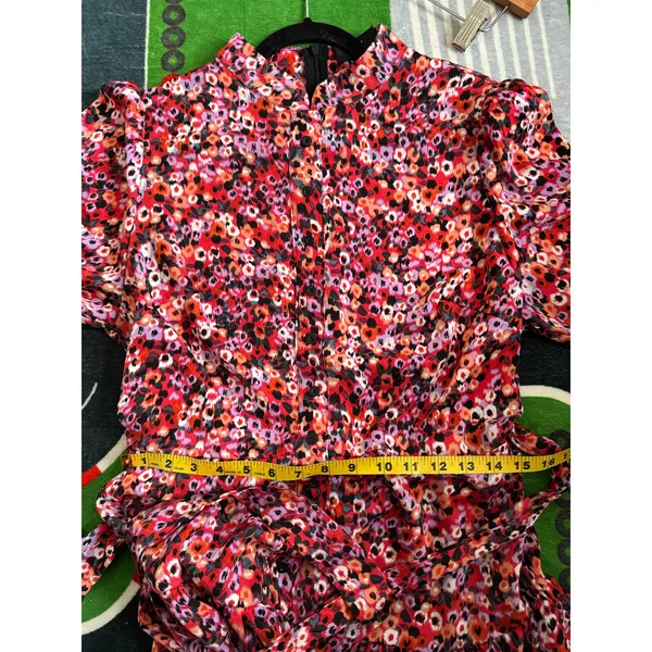 AX Paris Women’s Floral Long Sleeve Mini Dress Size‎ 14 Red Pink Ruffle Hem - Image 6