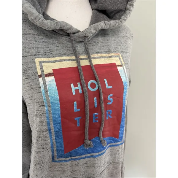 Hollister Sweater Womens Small Gray Logo Hoodie Comfort Sweatshirt‎ - Image 2