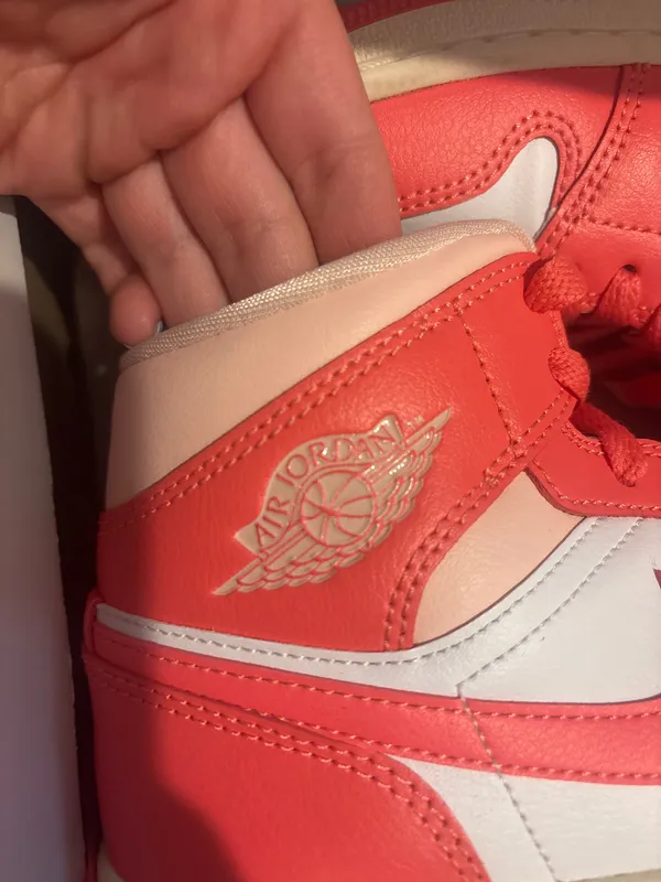White and Coral Women’s Air Jordan 1’s - Image 7