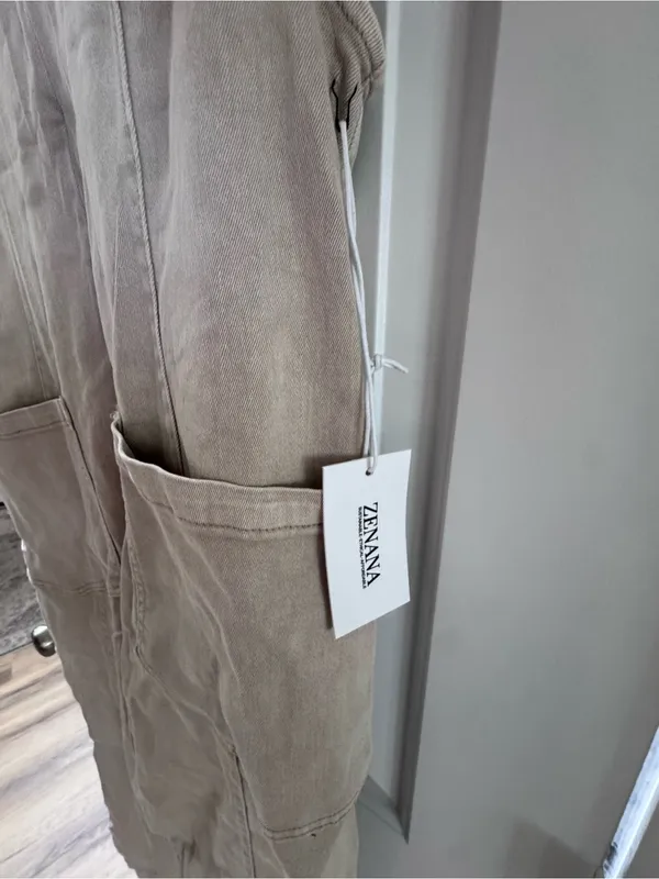 Zenana Outfitters NWOT Beige Linen-Blend Pinafore Jumpsuit - Image 3