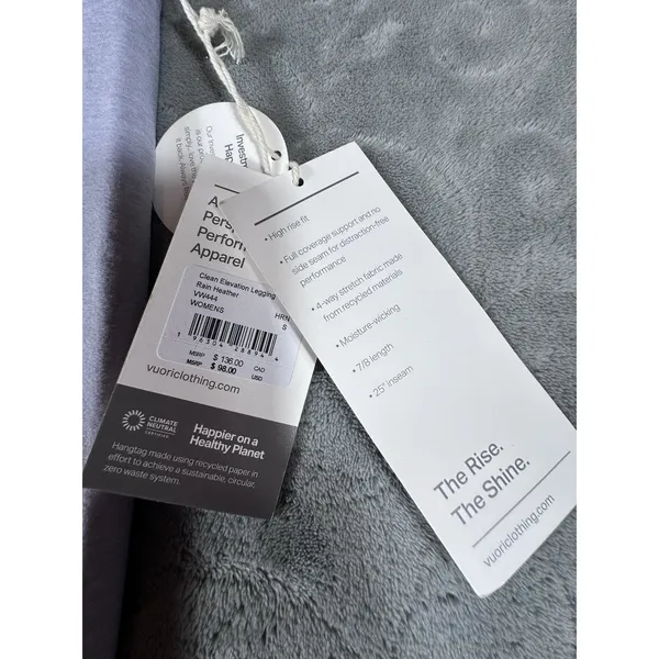 Vuori Clean Elevation Legging Rain Heather Gray Womens Small Wide Waistband New - Image 8