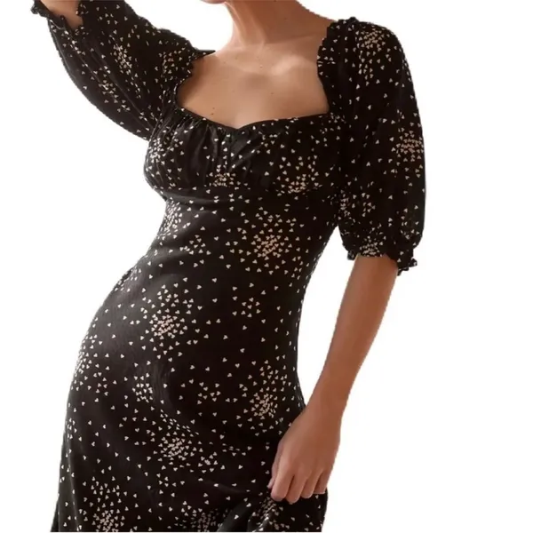 ANTHROPOLOGIE black and white mini heart print dress size small - Image 2