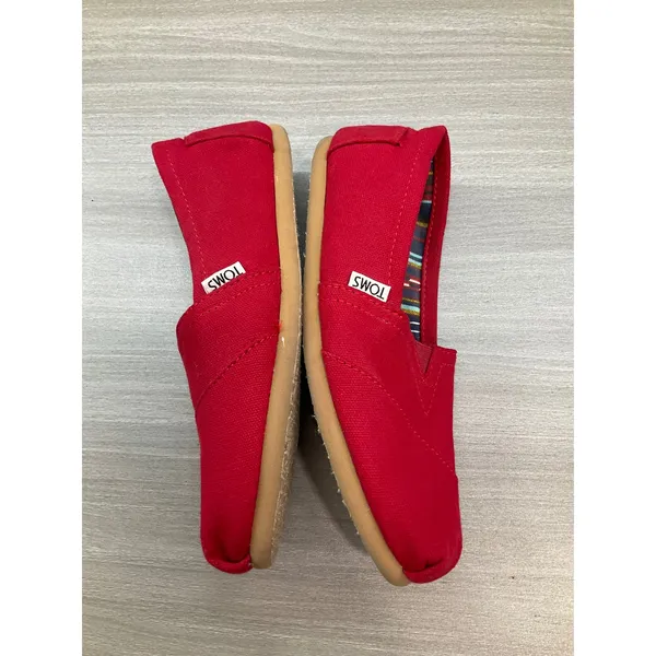 Toms Womens Alpargata Red Canvas Slip On‎ Flats - Image 5